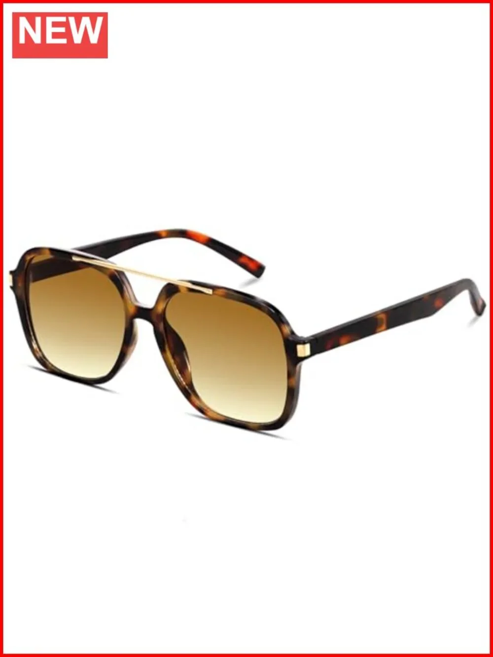 Square Top Bar Aviator Sunglasses Lightweight Plastic Frame